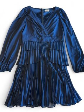 Temperley London Navy Pleated Chiffon Knee Length Dress Size Medium